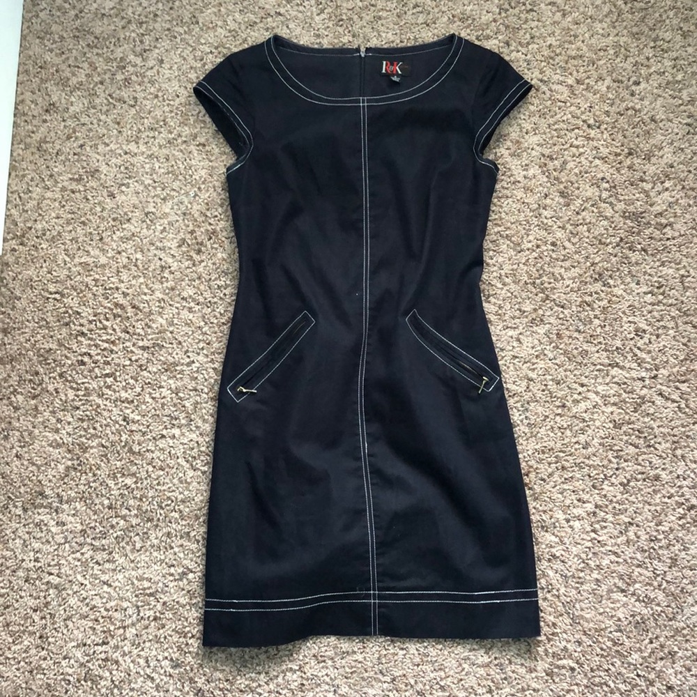 Denim midi pencil dress!